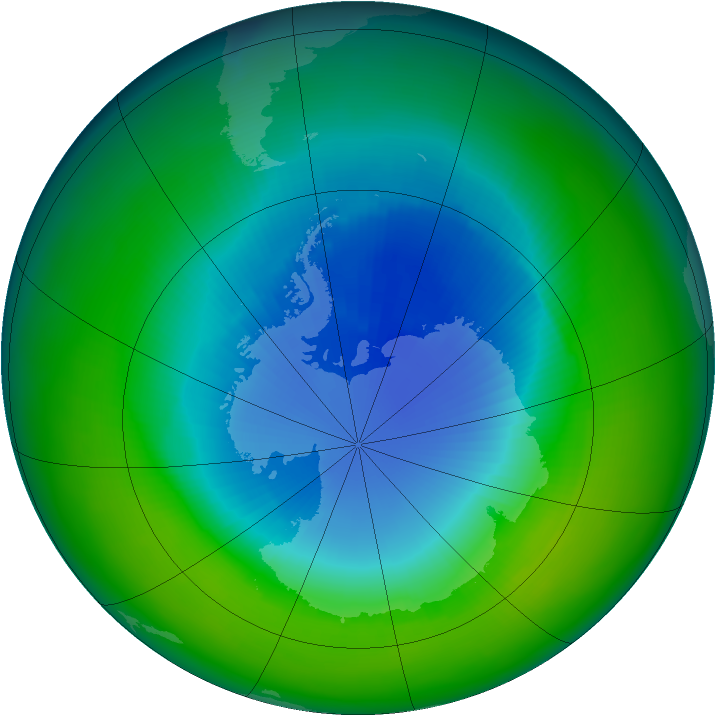 Antarctic ozone map for November 1997